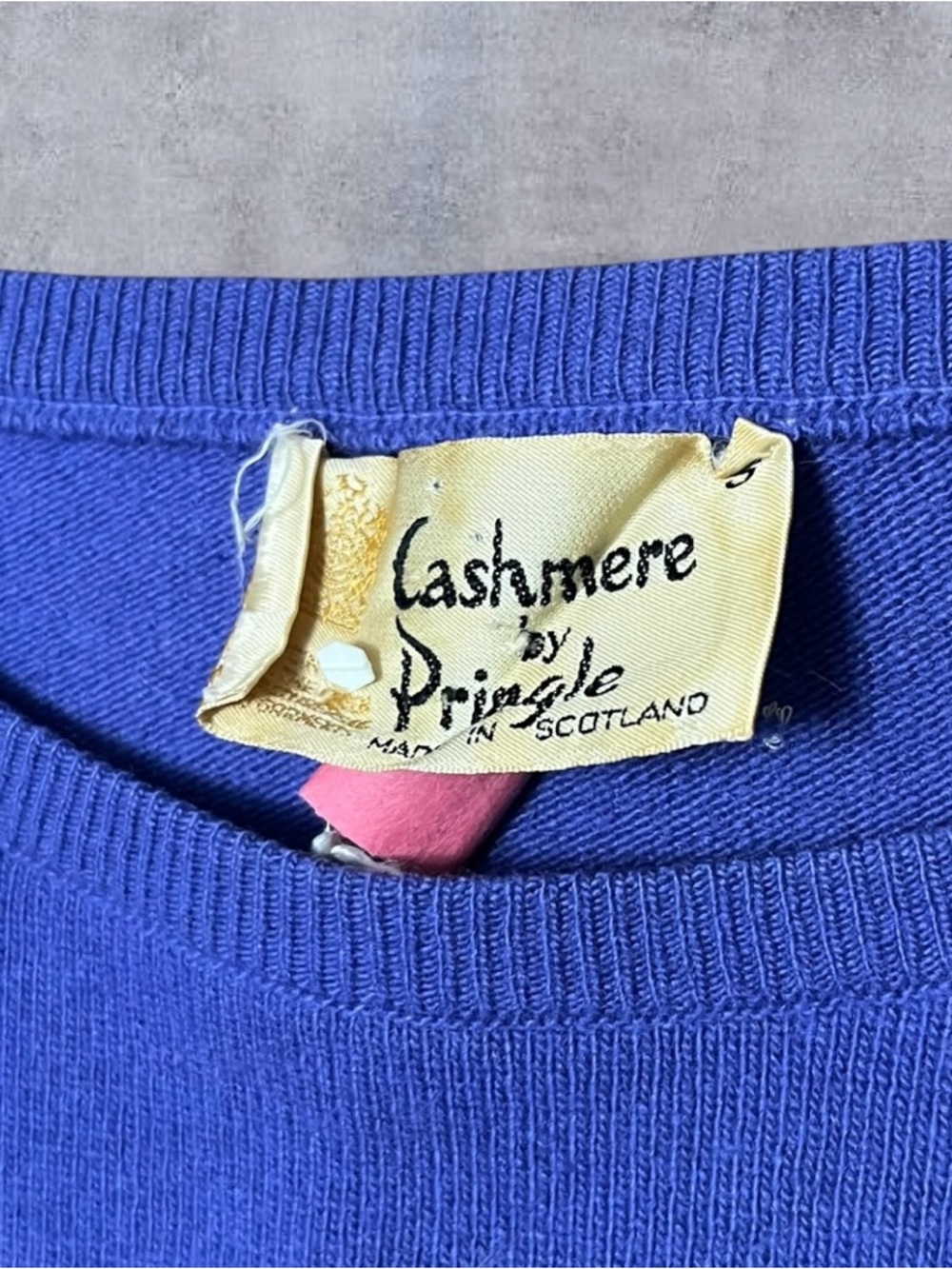 Vintage 60s 100% Cashmere by Pringle Made in Scotland Sz S Purple Sweater - Picture 3 of 7